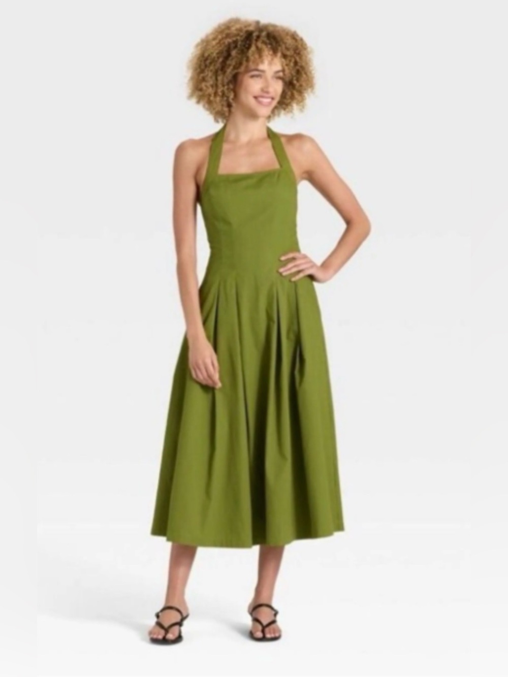 a new day Olive Green Halter Midi Dress